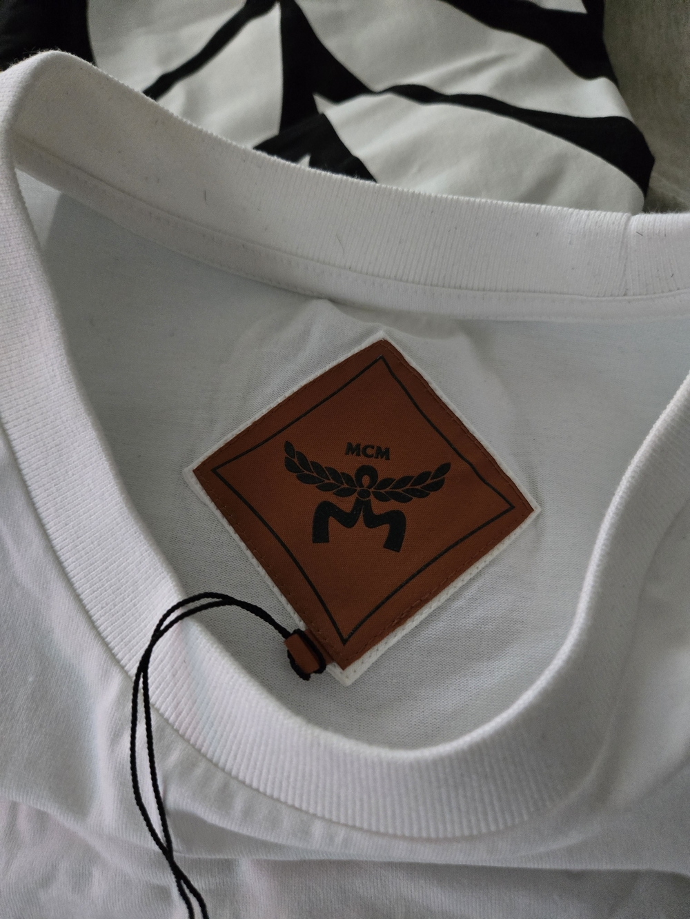 MCM Logo Graphic Tee in White and Blue - Picture 4 of 7